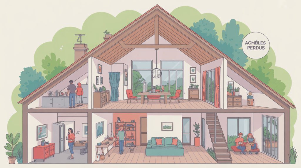 Vue globale aménagement de combles perdus stylisée