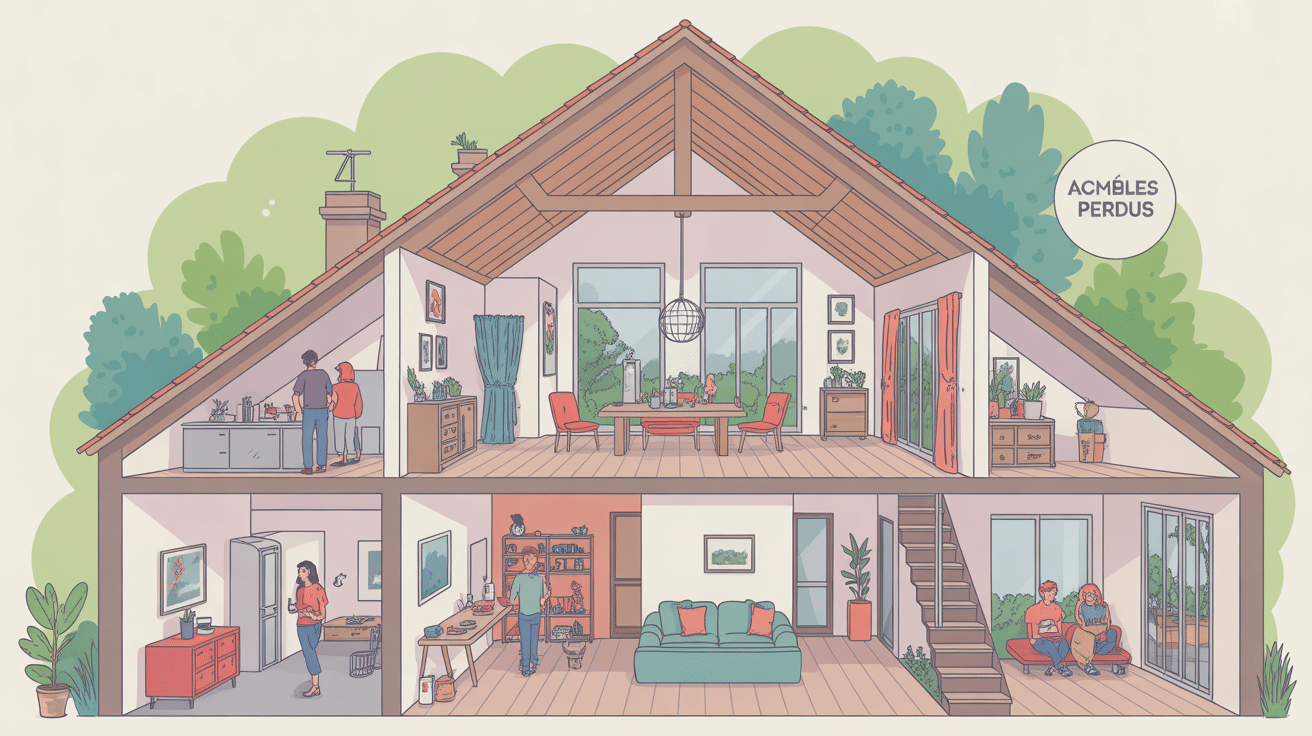 Vue globale aménagement de combles perdus stylisée