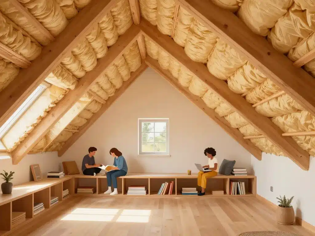 Intérieur isolé aménagement de combles perdus chaleureux