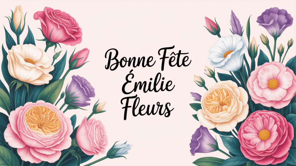 bonne fete emilie fleurs bouquet de fleurs variées pastel