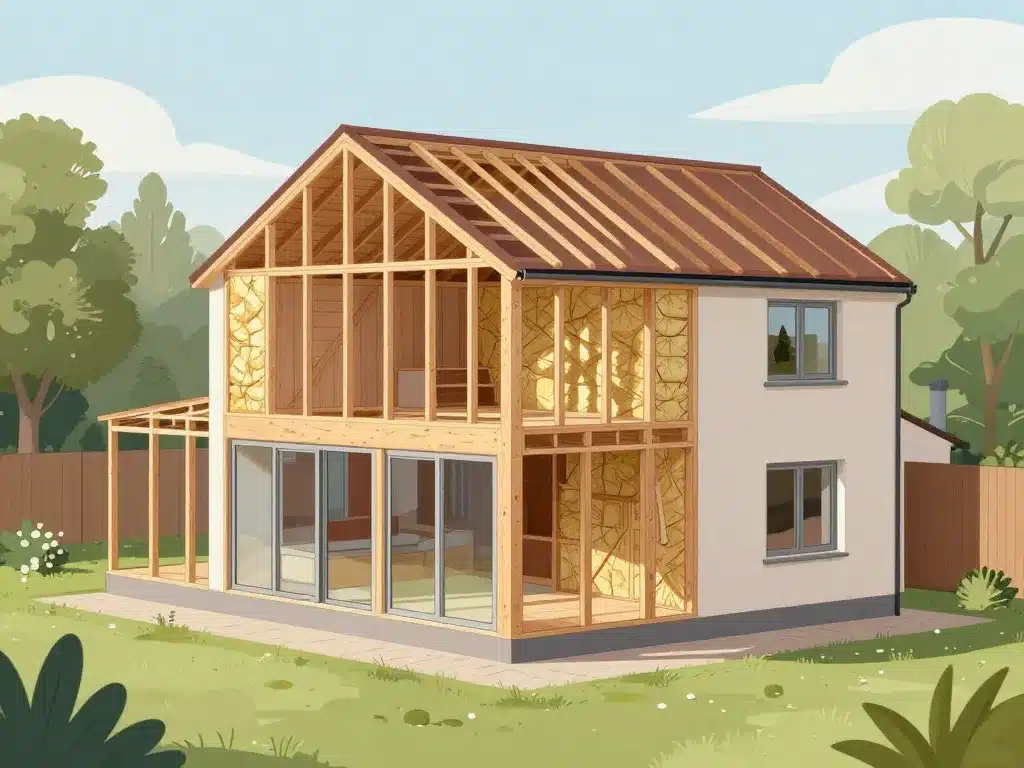 schéma structure extension maison ossature bois