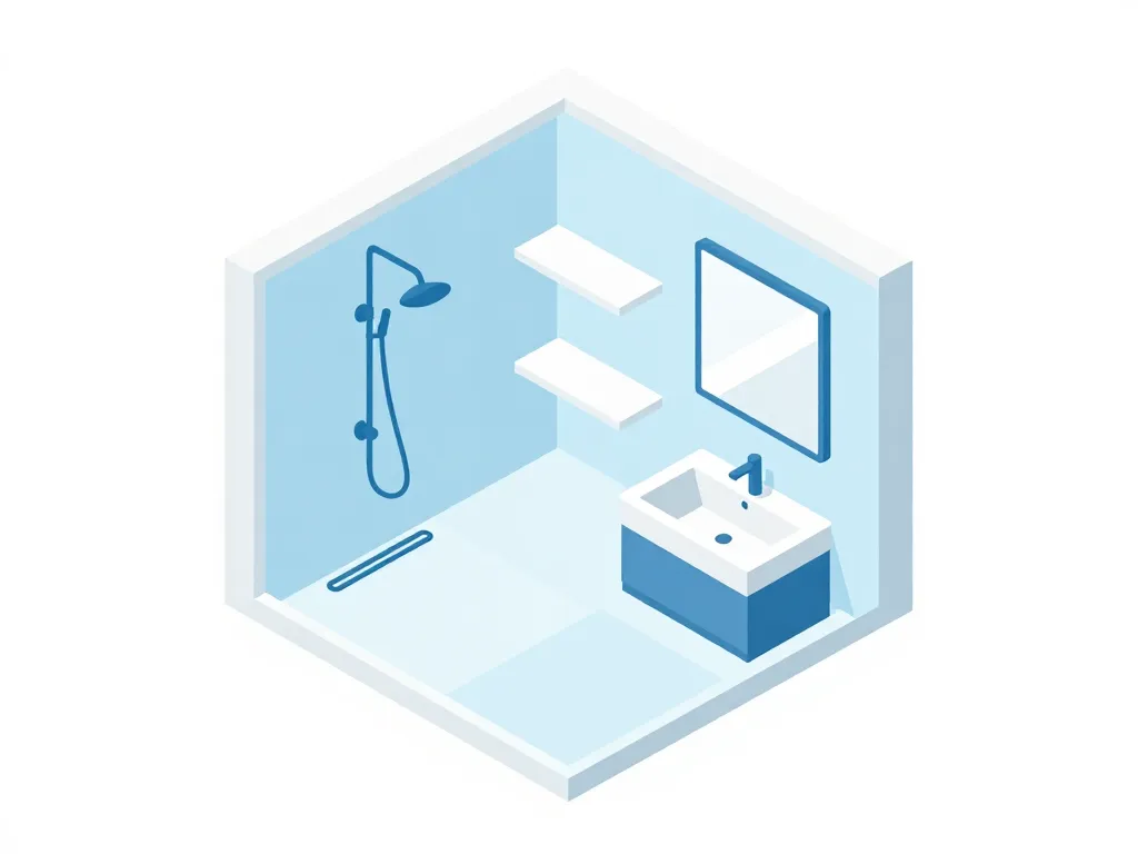Plan isométrique installation de salle de bain fonctionnelle