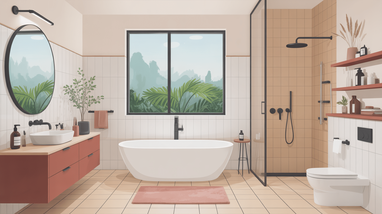 Illustration installation de salle de bain moderne épurée