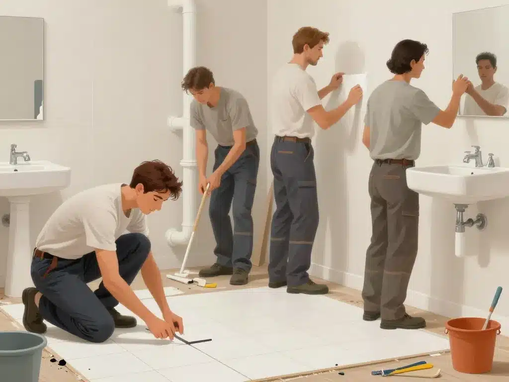 Scène travaux installation de salle de bain étape par étape