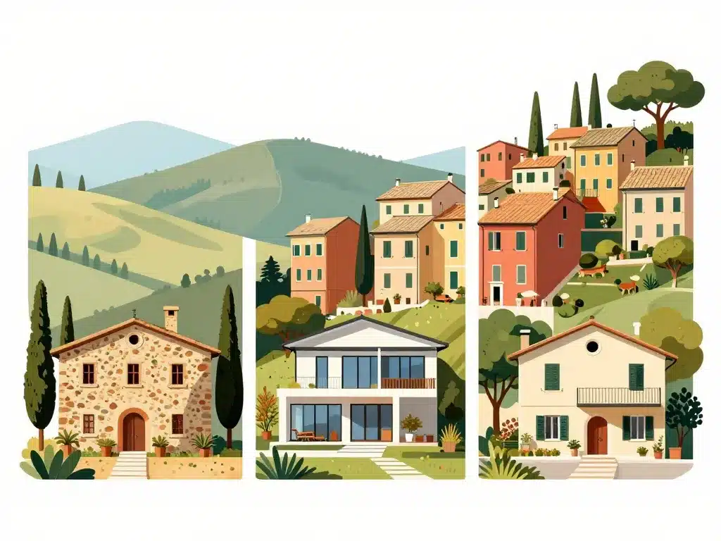 maisons italiennes styles illustrés toscane méditerranéenne ligurie