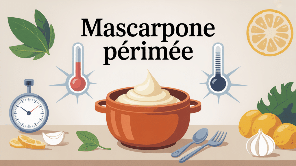 illustration pot mascarpone perimee sur table cuisine
