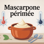 illustration pot mascarpone perimee sur table cuisine