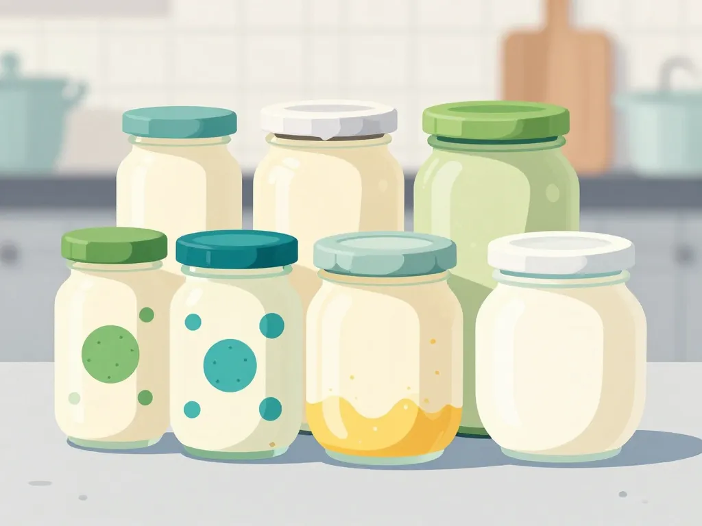 pots mascarpone perimee avec moisissures et liquide jaune