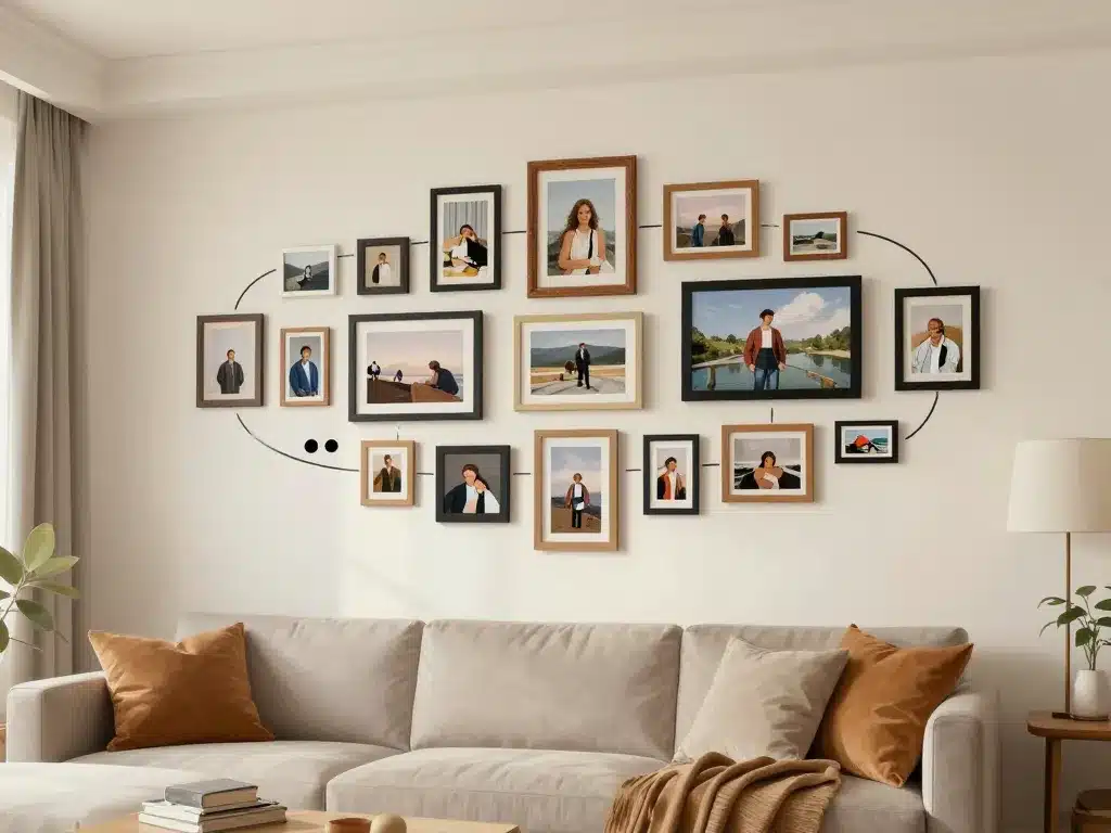 composition mur de photos harmonieuse
