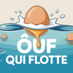 oeuf qui flotte à la cuisson dans l'eau illustration explicative