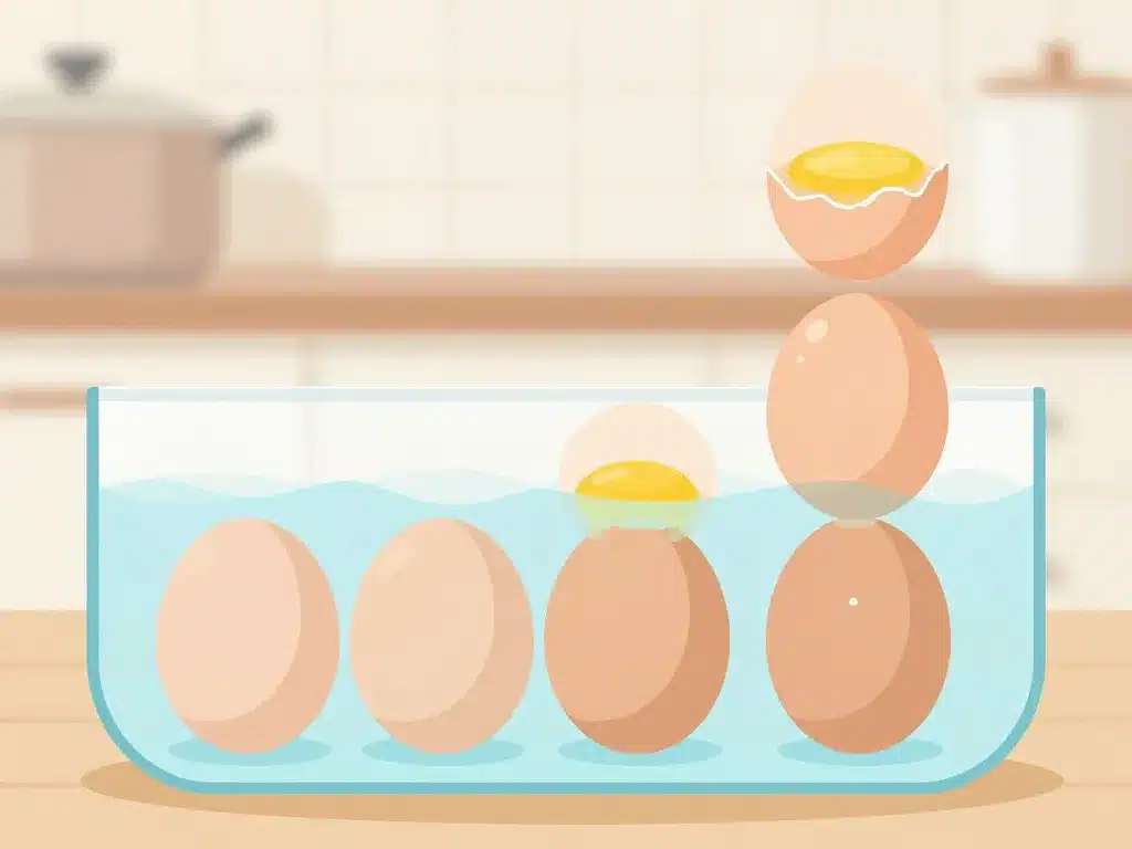 coupe oeuf qui flotte à la cuisson test de fraîcheur