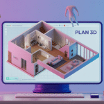 illustration plan3d maison appartement sur ordinateur