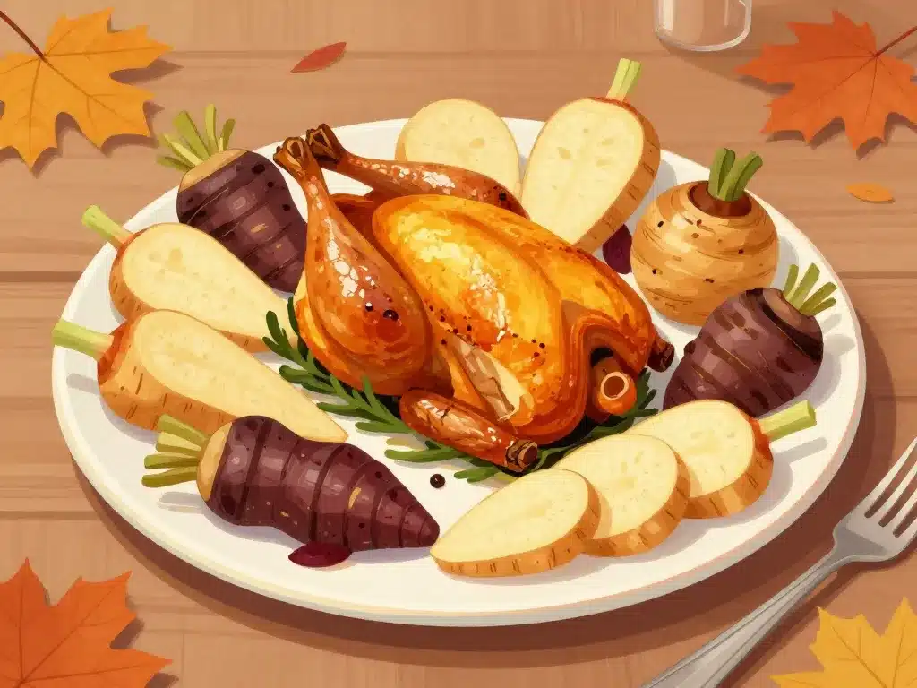 quel légumes avec une poularde au vin jaune légumes anciens et gourmands