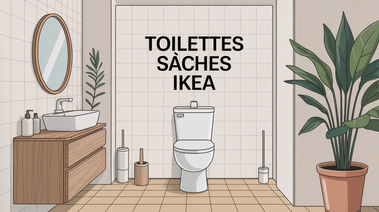Illustration toilettes sèches Ikea style scandinave minimaliste