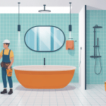 Illustration travaux de salle de bain moderne élégante