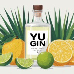 Illustration Yu Gin bouteille gin français yuzu moderne
