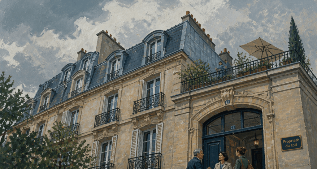 a qui appartient le toit dans une copropriété immeuble haussmannien terrasse