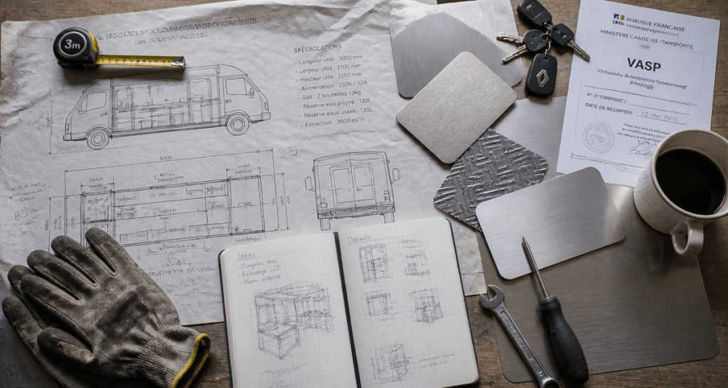 aménagement food truck plan travail VASP