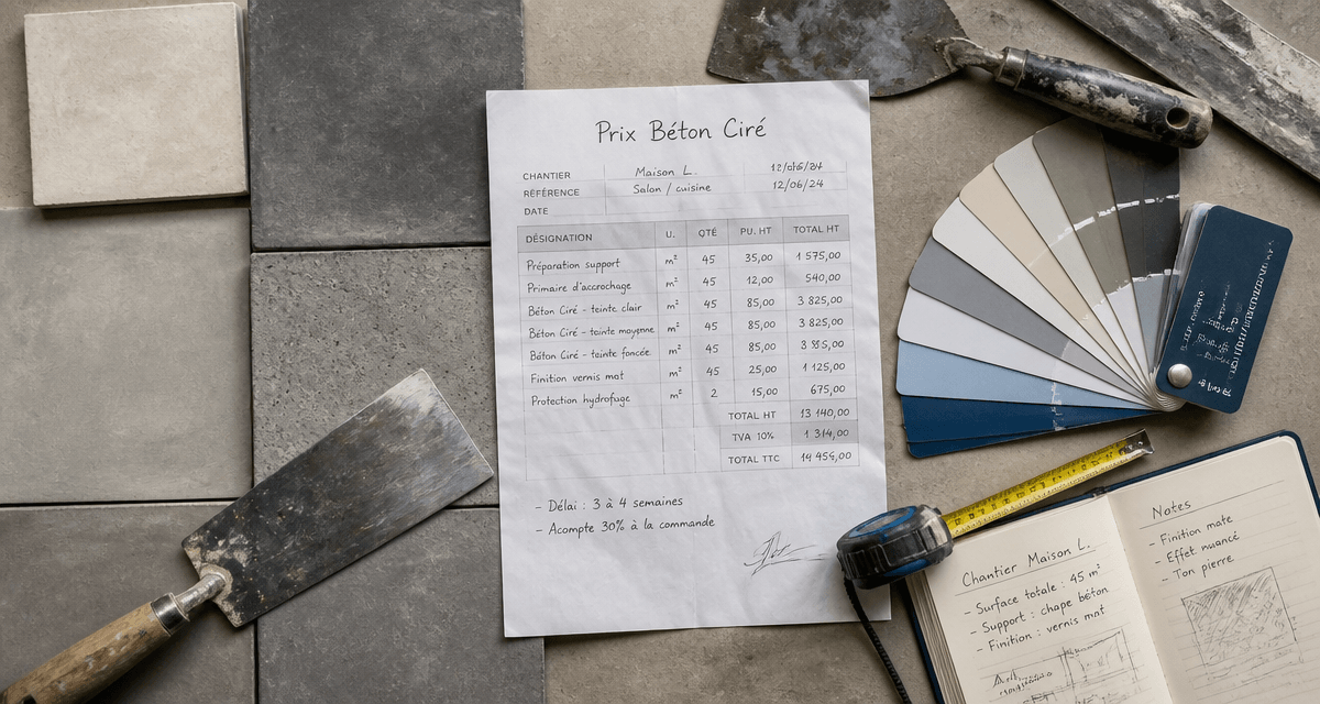 béton ciré prix échantillons et outils artisan