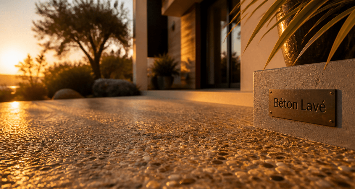 beton lavé terrasse vue texture granulats
