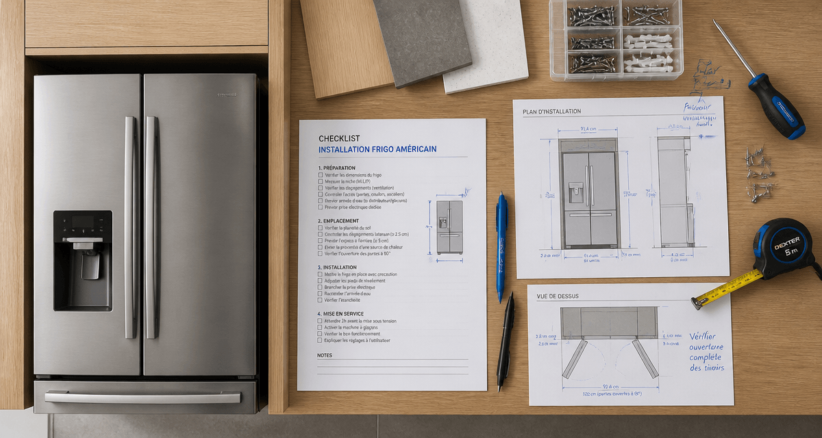 comment intégrer un frigo américain dans une cuisine, checklist et plans