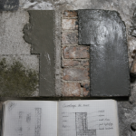 cuvelage mur échantillons béton brique outils