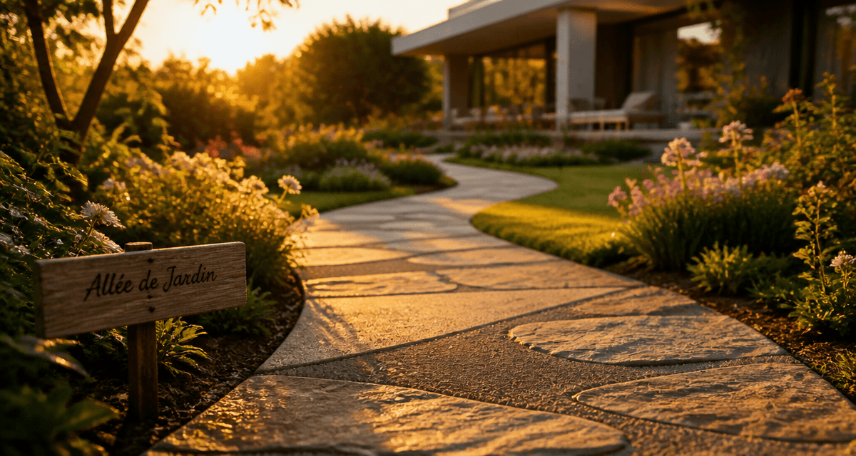 dalle allee de jardin en pierre et beton