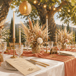 Decos de mariage table champetre terracotta
