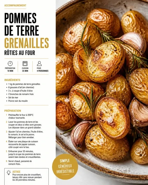 Pommes de terre grenailles rôties au four comme accompagnement de pommes de terre
