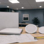 luminaire faux plafond LED et spots encastrés