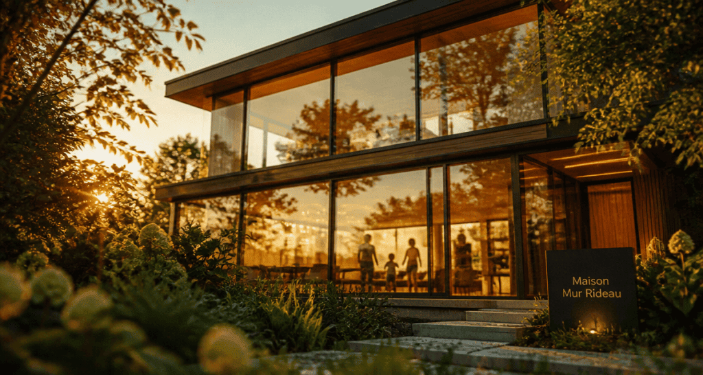 maison mur rideau façade vitrée moderne