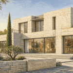 maison pierre de taille contemporaine avec baies vitrées