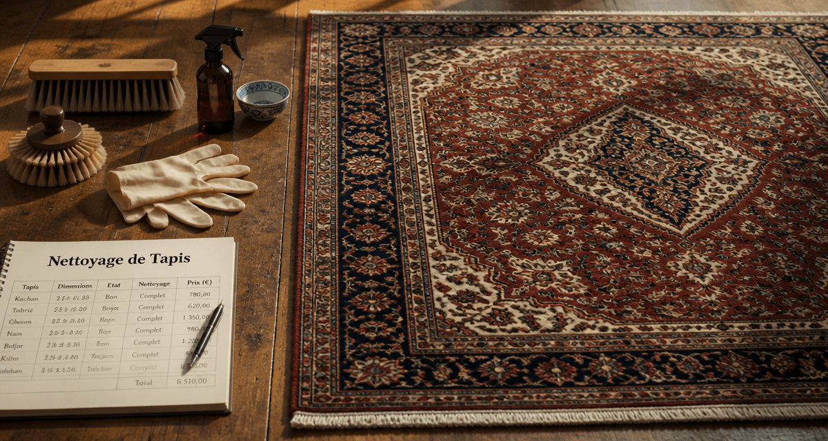 ou faire nettoyer un tapis avec outils et carnet