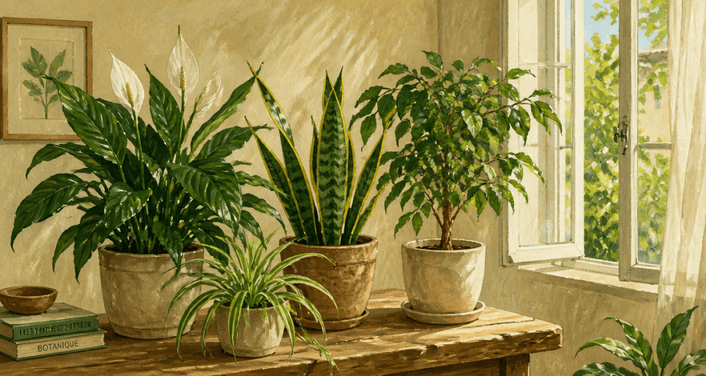 plantes d interieur depolluante sur table