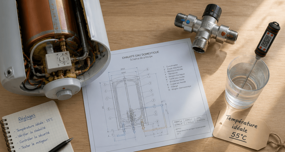 temperature ideale pour chauffe eau visuel schema