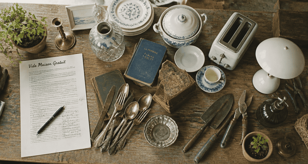 vide maison gratuit objets vintage table