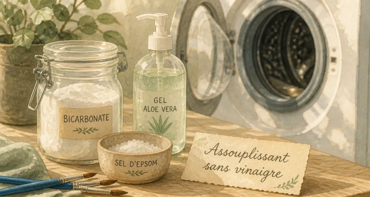 Assouplissant maison sans vinaigre : bicarbonate et aloe vera pour linge doux