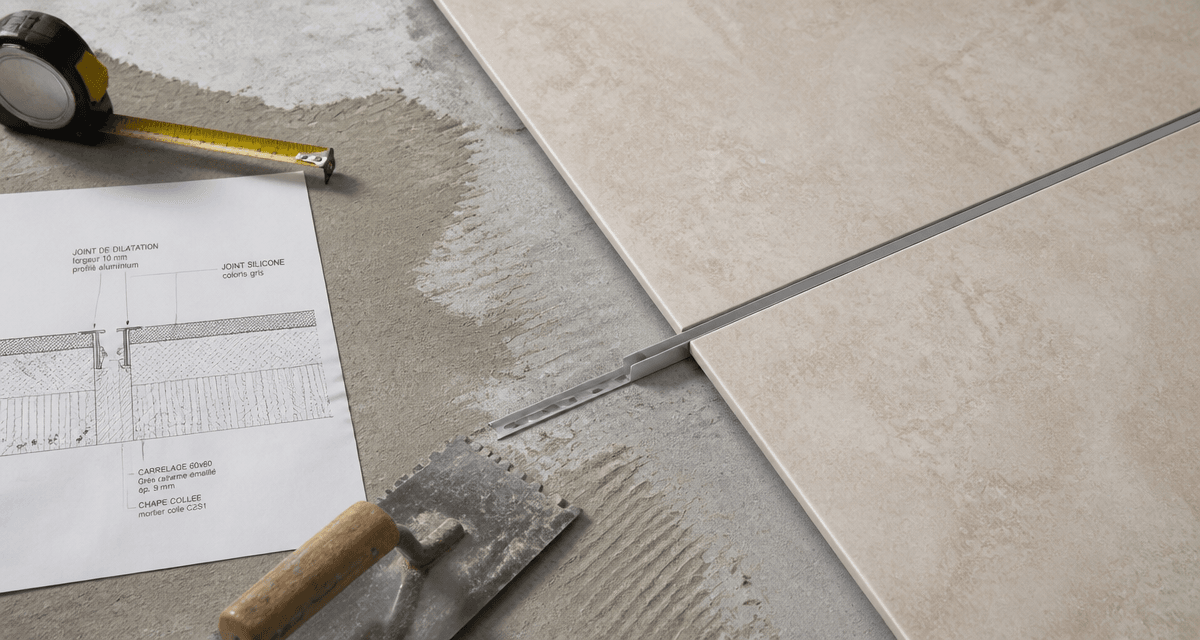carrelage joint de dilatation en chantier