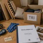 Debarras maison : entrée vide en cours de tri