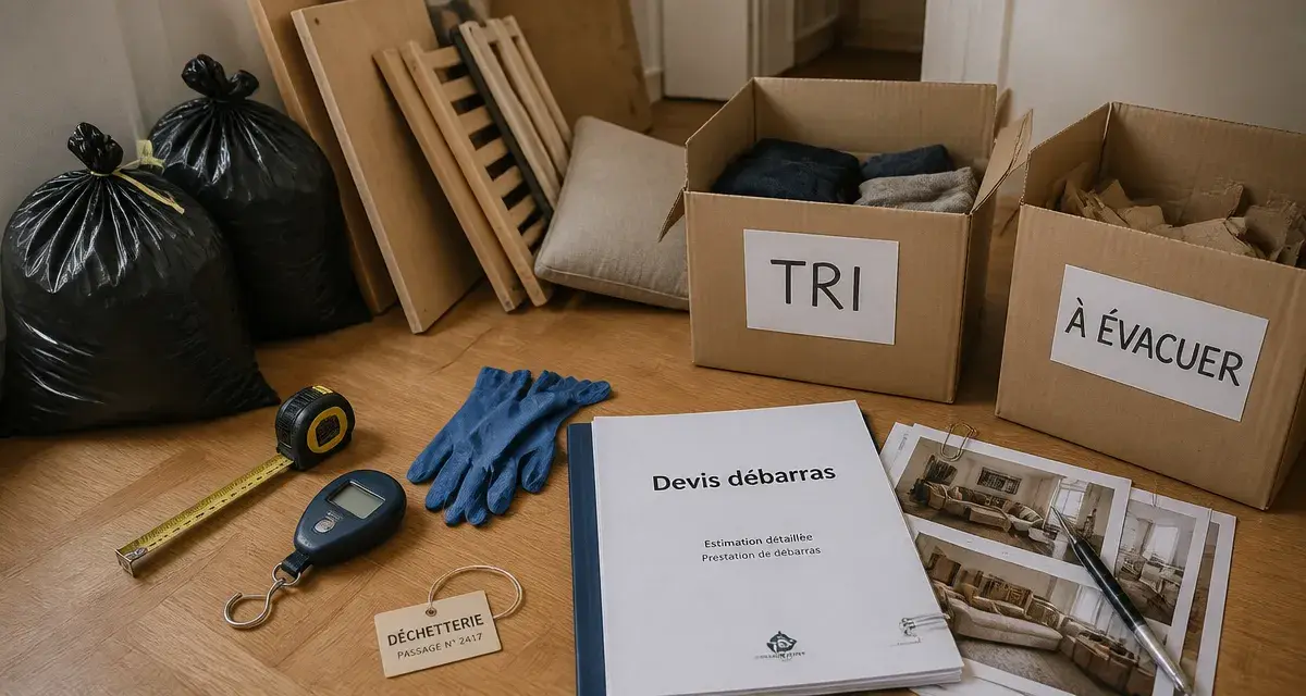 Debarras maison : entrée vide en cours de tri