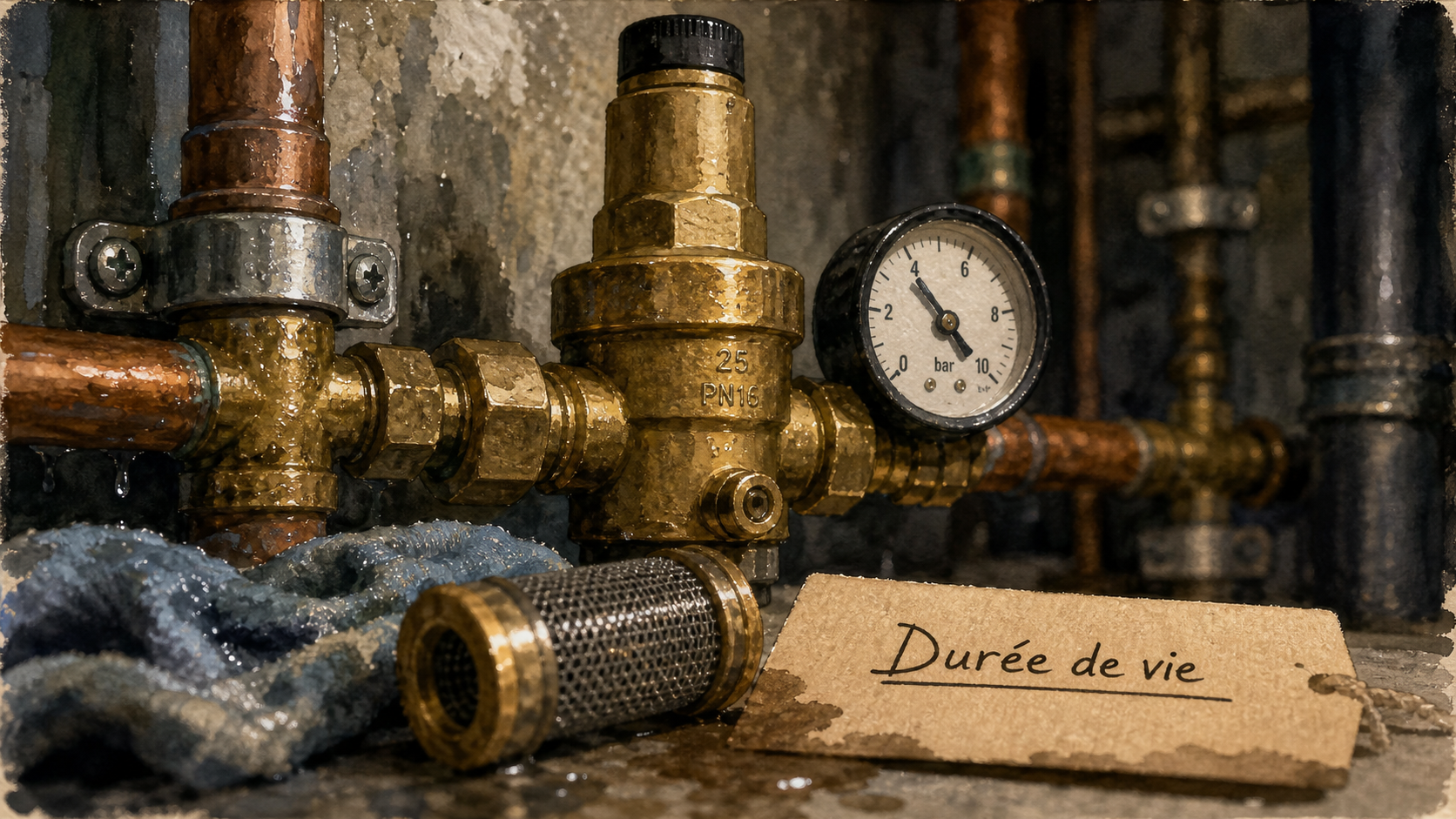 duree de vie d'un reducteur de pression d'eau, réducteur en laiton avec manomètre
