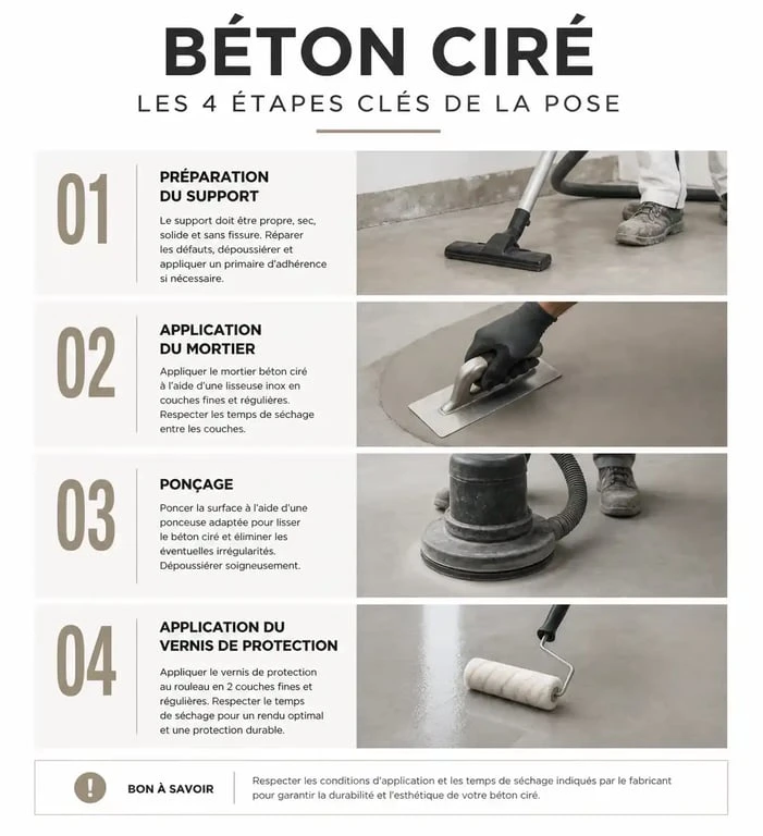 Étapes pour faire un béton ciré soi-même : préparation, application, ponçage et protection