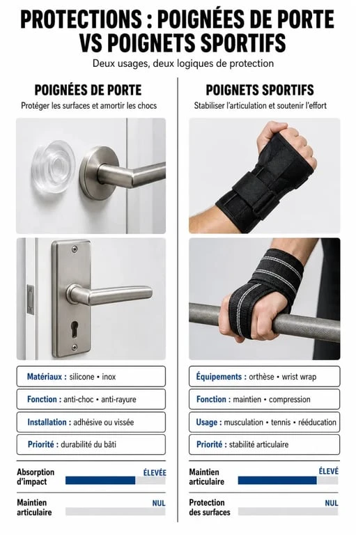 Comparatif des types de protection de poignée pour porte et poignet