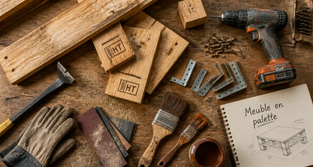Fabriquer meuble palette outils et planches HT