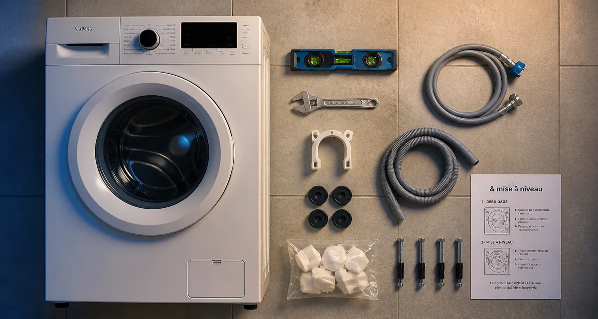 Installer machine à laver : niveau à bulle et tuyaux pour éviter les fuites