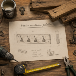 porte manteau palettes sur établi avec outils