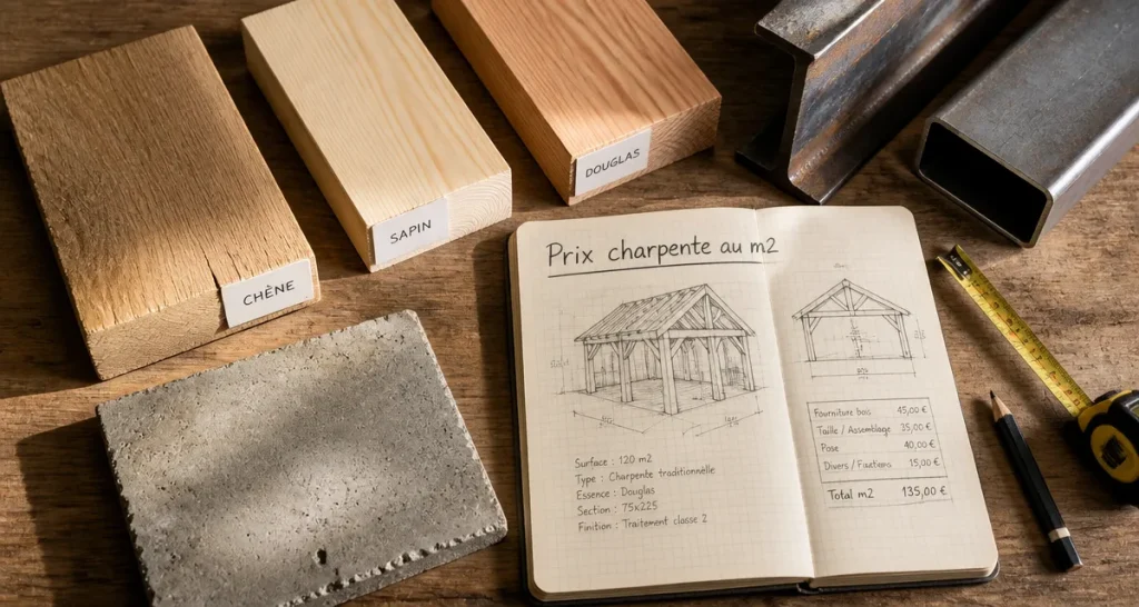 prix m2 charpente échantillons bois et devis
