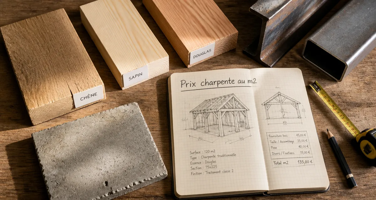 prix m2 charpente échantillons bois et devis