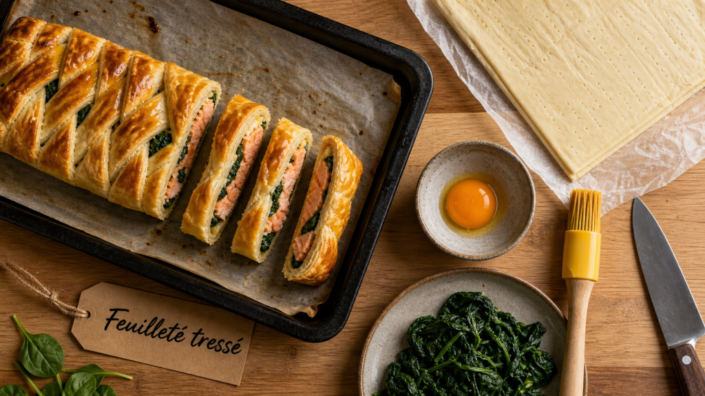 Recette feuilleté salé : feuilleté tressé croustillant au saumon