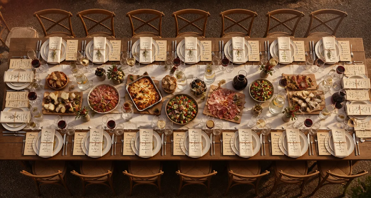 repas pour 30 personnes grande table dressée